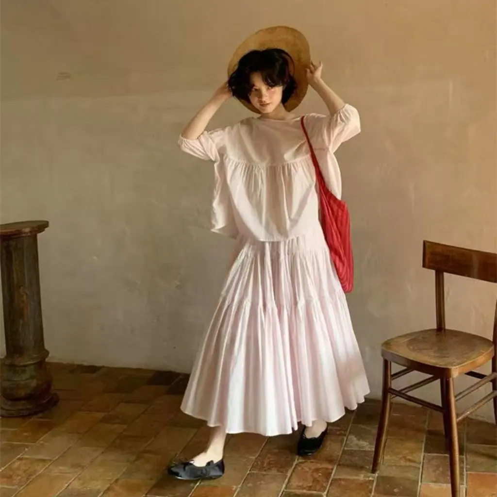 

Cotton Breathable Large Skirt for Women Korean Slim Fit All-match Spring Summer Fashionable Half Skirt