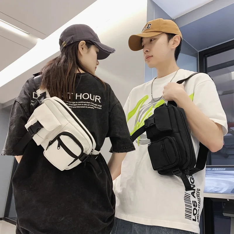 

Nylon lightweight men's crossbody bag, simple and portable waist bag, waterproof commuting chest bag