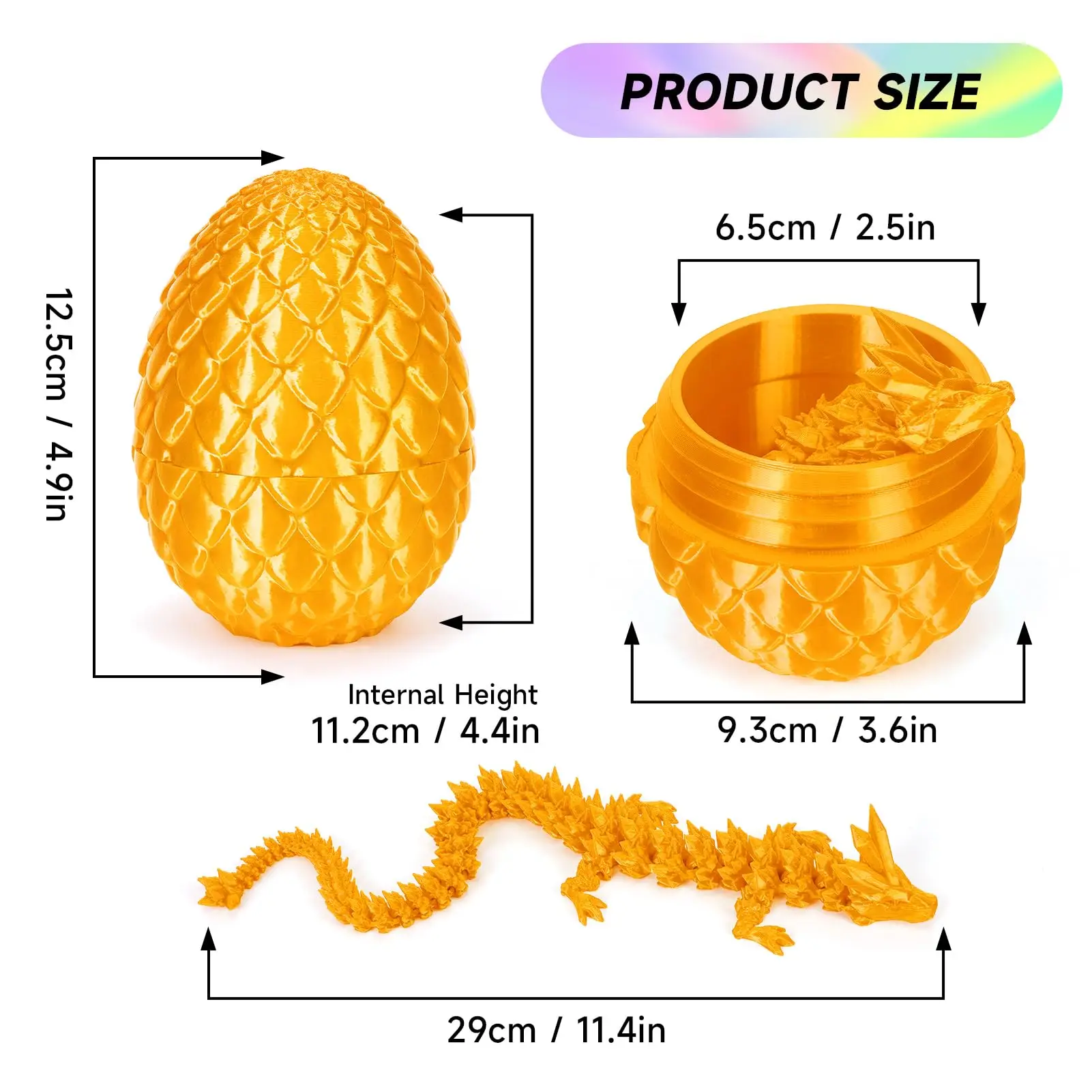 Dragon Egg com Dragon Inside para ADHD, Impresso em 3D, Crystal Dragon Fidget Toy, Dragão Articulado Completo em Ovo, Fidget Toy para ADHD