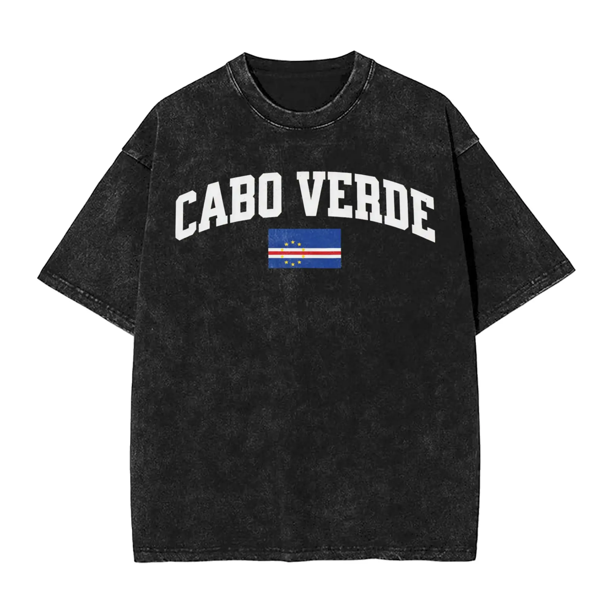 Amazing Cabo Verde Vozinha T-Shirt Men Round Neck Pure Cotton Washed T Shirts  Short Sleeve Tees Plus Size Tops