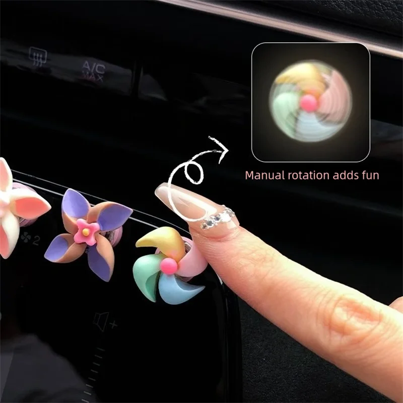Rotating Small Windmill Model Decor Cute Creative Car Mounted Ornaments Auto Interior Dashboard Accessories For Girls Gifts