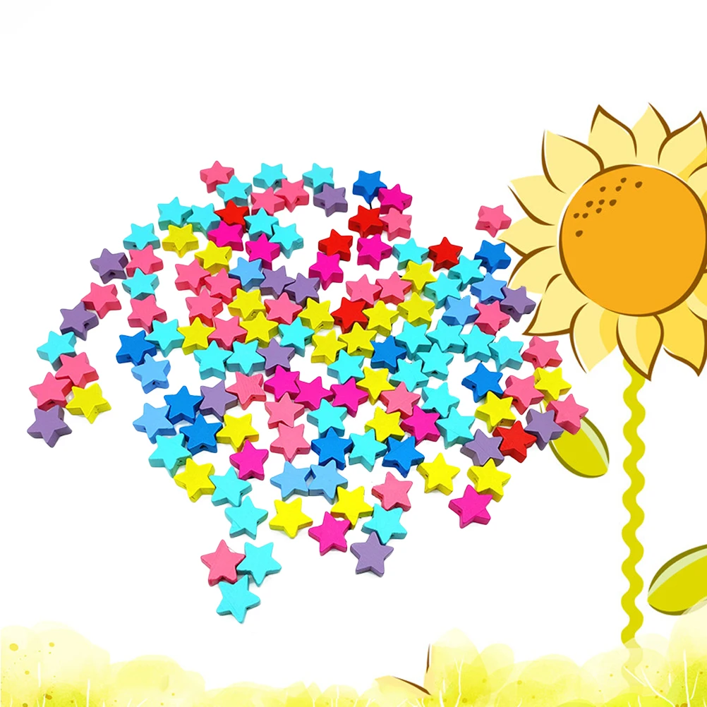

100 Pcs Beaded Toys Kids Jewelry for Wooden Beads Making Star Necklace Bracelet