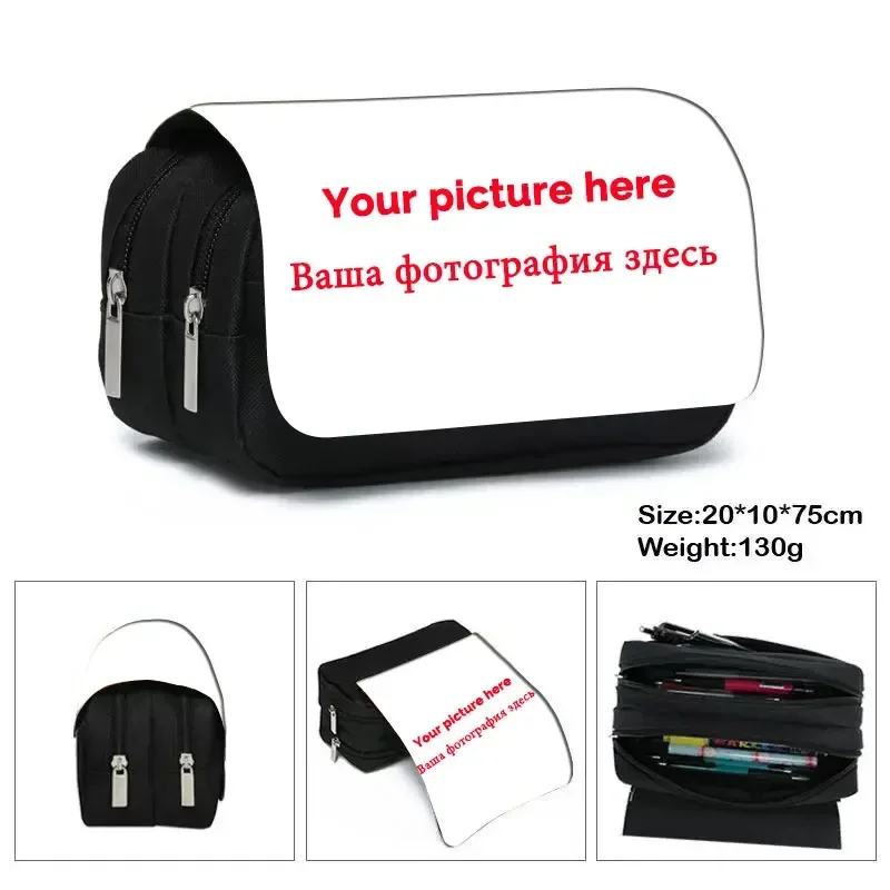 Customize Your Name Image Logo Cosmetic Case Pencil Bag Teenagers School Supplies Kids Clutch Pencil Box Boy Girl Stationery Bag