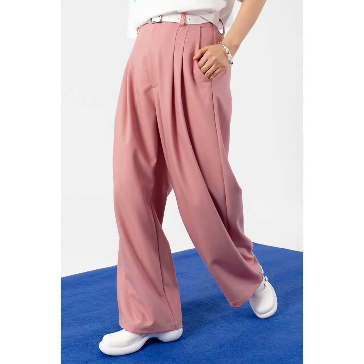 

Повседневные широкие брюки для женщин, цвета Моранди, универсальные свободные брюки в стиле BF, прямые брюки-костюм Ci Walk