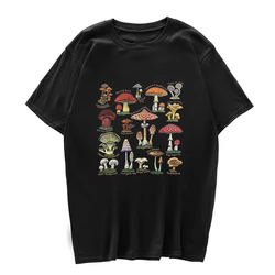 男性と女性のためのキノコプリントコットンTシャツ,特大のストリートウェア,半袖Tシャツ,原宿トップス,ユニセックス服