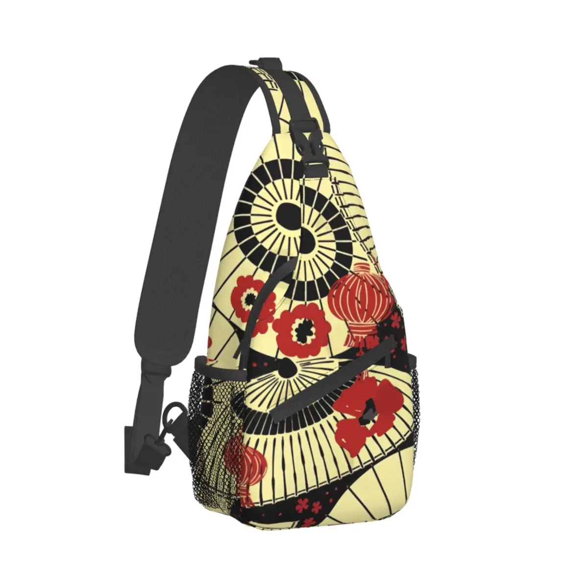 Arte japonesa Tatuagem Crossbody Bag Esportes Japonês Umbrella Padrão Peito Bag Unisex Mulheres Homem Moda Ombro Mochilas Viagem