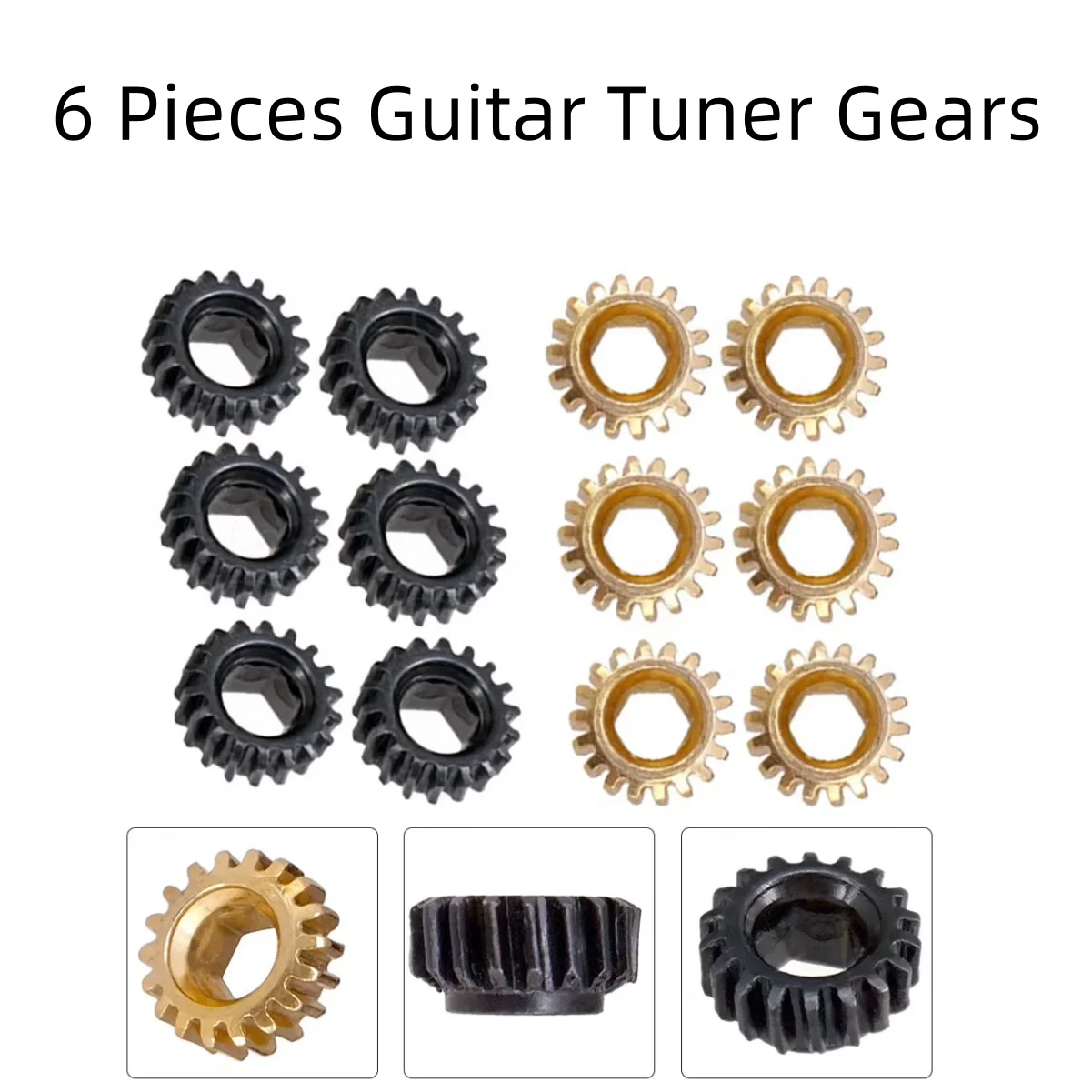 Guitar Parts Tuners Guitar Tuner Gears Hex Hole Gears Iron Machine Heads Easy To Install Golden Tuning Pegs Key 1:18 6 Pieces