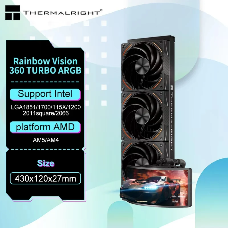 

Thermalright RAINBOW VISION 360 TURBO ARGB Универсальный радиатор водяного охлаждения, 6,67-дюймовый 3D-изогнутый экран с разрешением 2400x1080