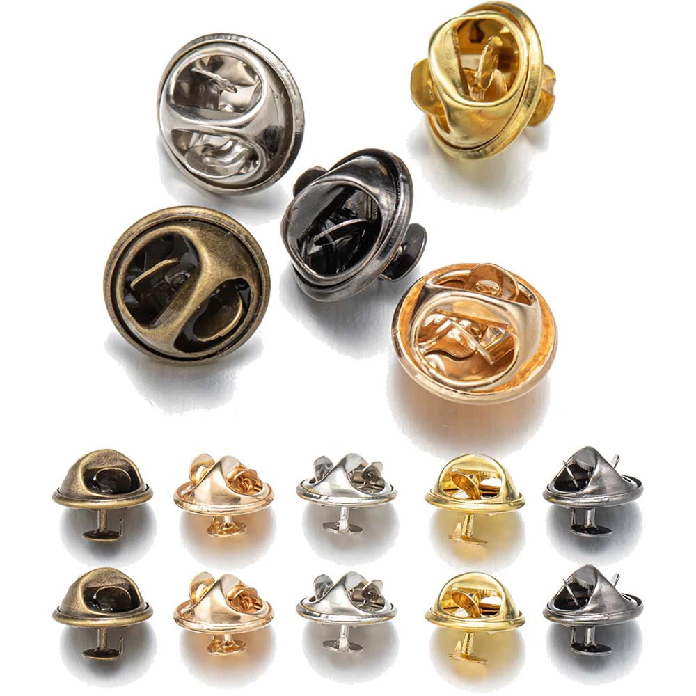 50/100 Sets Metal Butterfly Clutch Locking Tie Backs Replacement with Tacks Blank Pins for DIY Crafts Brooch Jewelry Making