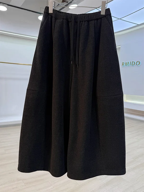 

Extra Large Size Men's Casual Pants Woolen Thiened Fce Lined Wide Leg Brued Surface Versatile Nine Points Trousers