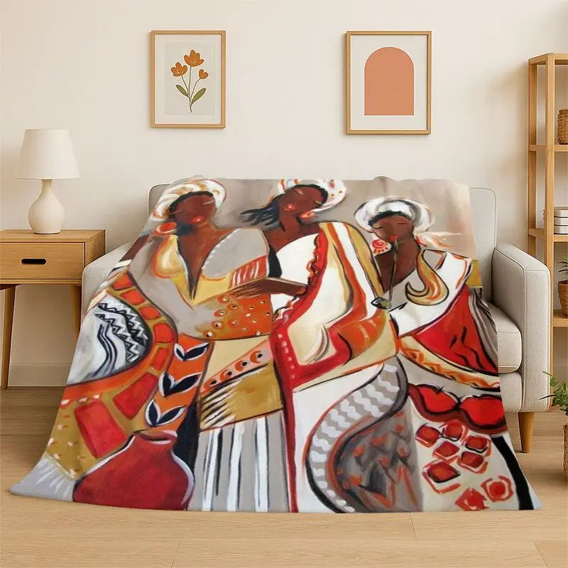 Africa Ethiopian Art Tradition Custom Flannel Blanket Soft Throw Blanket for Bedroom Living Room Bed Travel Camping Picnic Cover