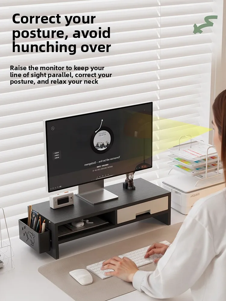 support-d'elevation-pour-moniteur-plus-mignon-de-bureau-organisateur-de-bureau-grand-rangement-pour-clavier-der-rangement-multifonctionnel-ra