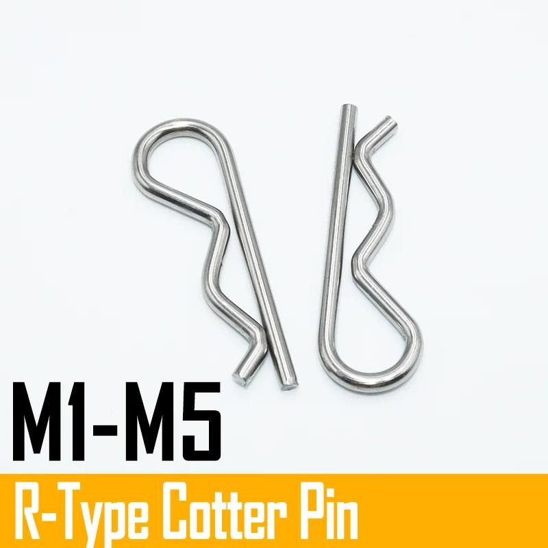 R Shaped Cotter Clip Pin 304 Stainless Steel R Shaped Spring Cotter Clip Pin 1.2 to 5mm Dia Fastener Hardware for Repairing Cars