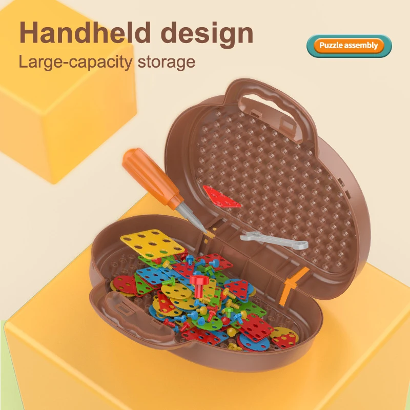 206/208Pcs Electric Screwdriver Screwing Repair 4-6 Years Old Montessori Kids Repair Toolbox Toys Assembling Toolbox Toy