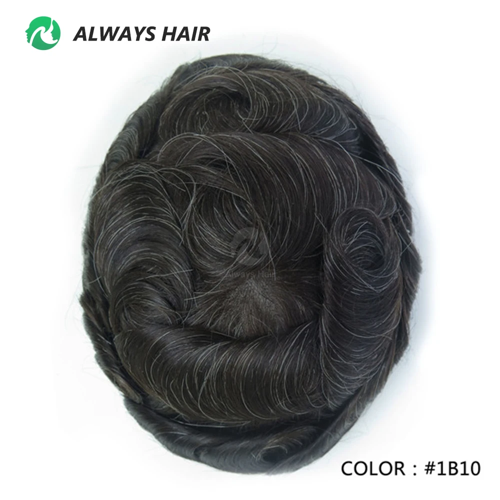 Onzichtbare Haarlijn Haar Systeem Unit Voor Mannen 0.03-0.04Mm Super Dunne Base Toupee Indian Human Hair Mens 'Topper pruik
