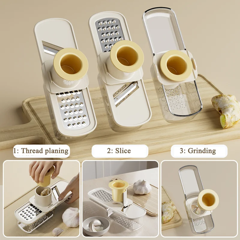 Mini 3in1 Garlic Ginger Grinder Kitchen Gadget Garlic Grinder Manual Garlic Press Kitchen Tools for Crushing Spices Herbs Garlic
