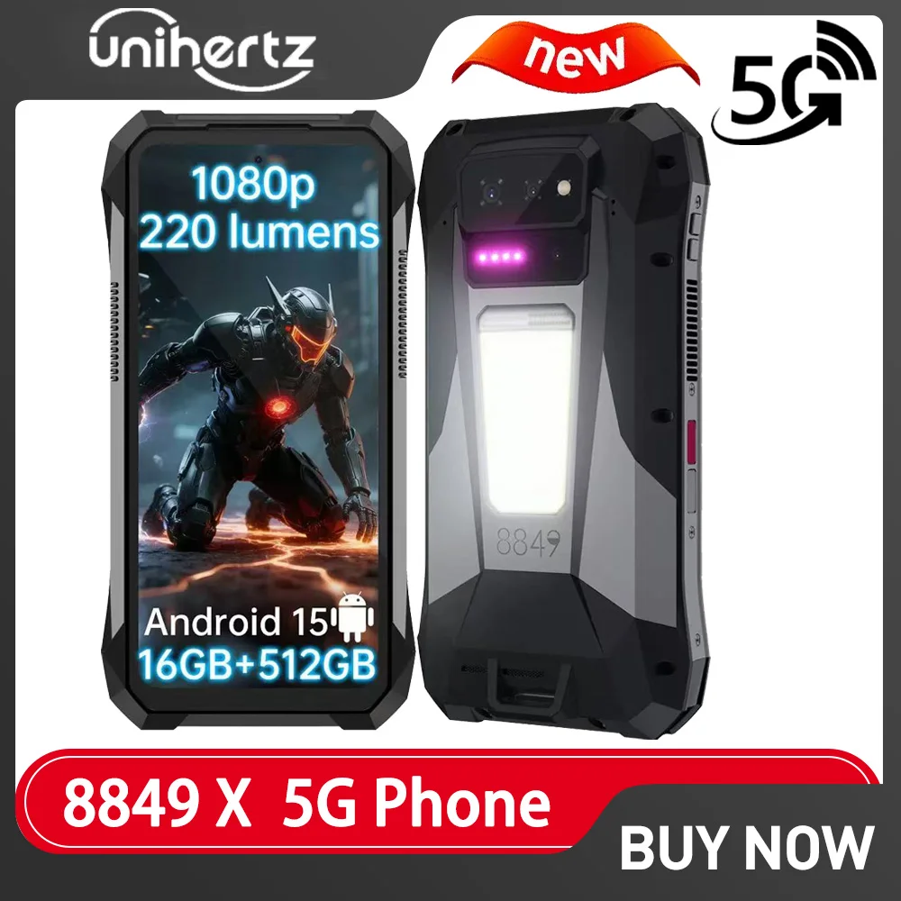 8849 TANK X 5G Smartphone 32GB +512GB Android 15 Built-in 1080P 220 lumen Projector 50MP+64MP Camara 17600mah Battery NFC