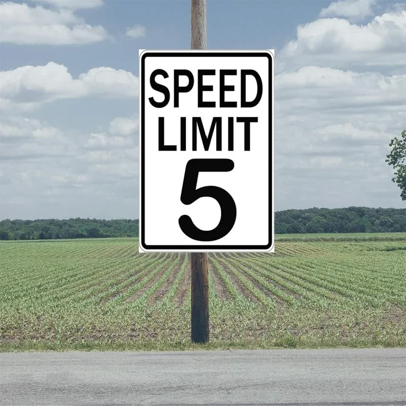 علامة كلاسيكية من الألومنيوم مقاس 8 × 12 بوصة "حدود السرعة 5 ميلا في الساعة" - ديكور حائط باللونين الأبيض والأسود لغرفة النوم والمرآب وكهف الرجل #3