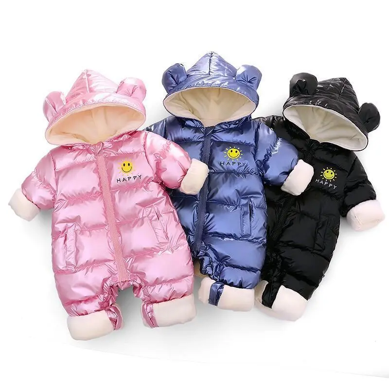 New Winter Newborn Clothing Baby Boy Girl Warm Rompers Hooded Jumpsuit Waterproof Snowsuit Velvet Thicken Outerwear Coat Clothes