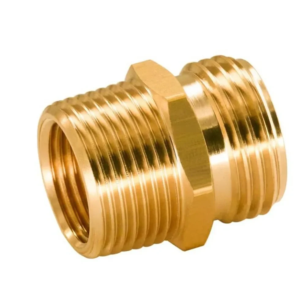 For Water Oil Gas Brass Pipe Hex Nipple Fitting 3/4GHT X 3/4NPT Male Thread Quick Adapter Coupler Connector