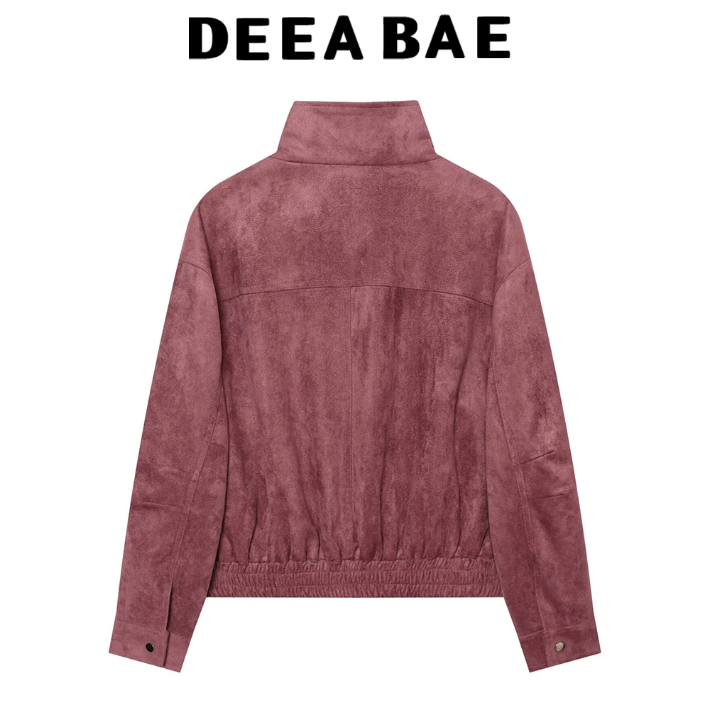 DEEABAE European and American women's autumn new fashion stand collar pure leather pilot jacket jacket