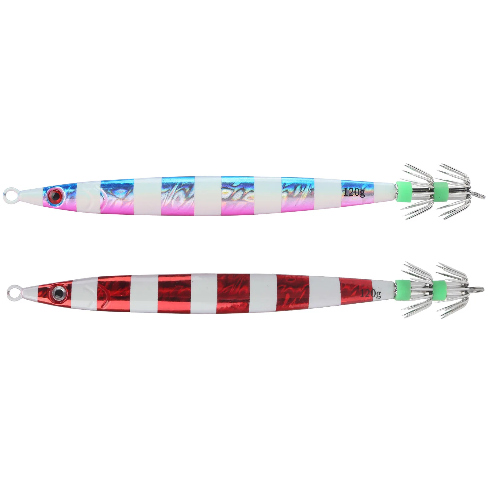 رقص مضيئة عالية المتانة صف مزدوج رقص الحبار سريع الغرق سرعة تصميم مبسط مع خطاف للأسماك للصيد الليلي