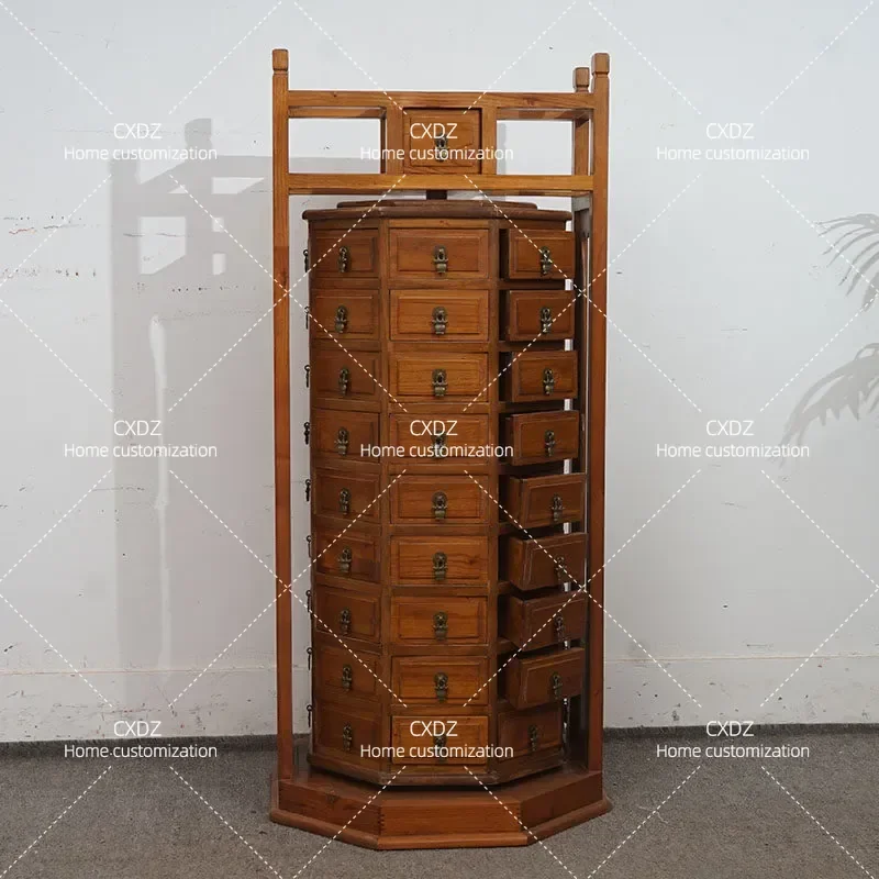 Medieval furniture, simple multi-pump cabinet, medicinal material cabinet, locker, solid wood edge cabinet,