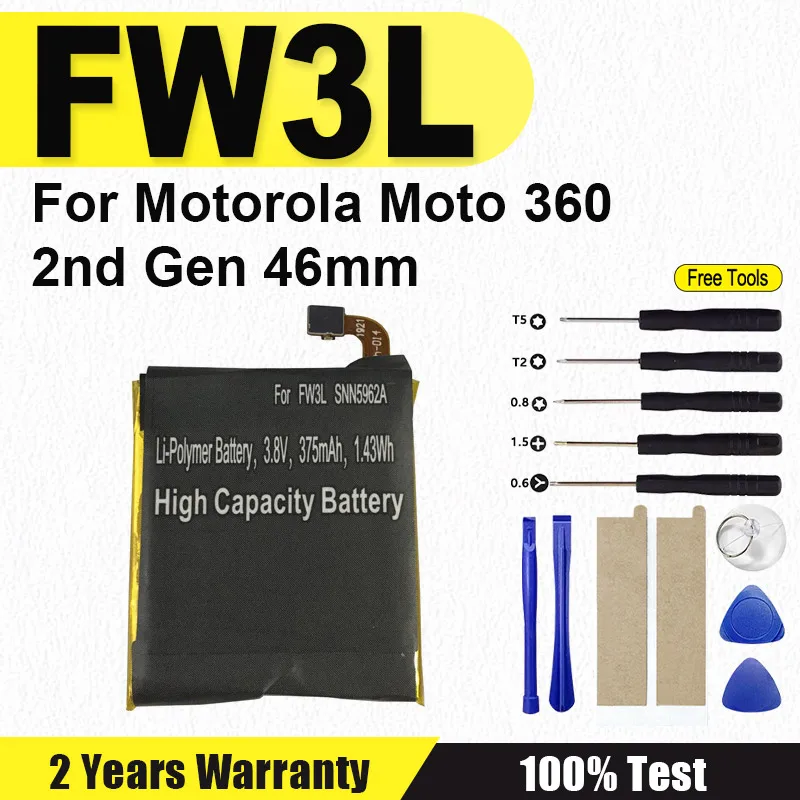

Brand-New 375mAh FW3L SNN5962A For Motorola Moto 360 2nd Gen 46mm FW3L + Free Tools
