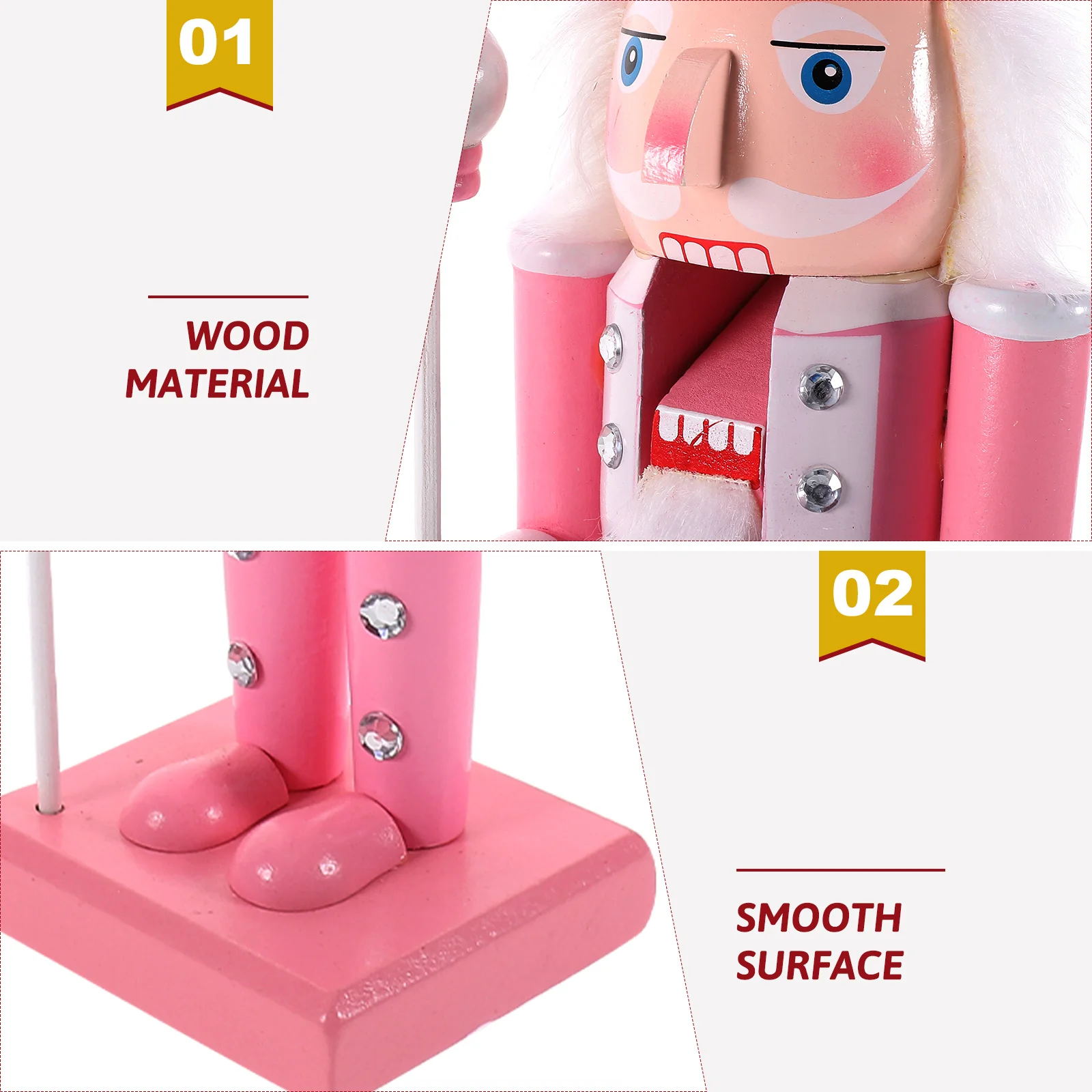 

Wooden Nutcracker Figurine Pink Hand Painted Christmas Ornament Wooden Nutcrackers Craft Home Decor Mini Model Xmas Gift