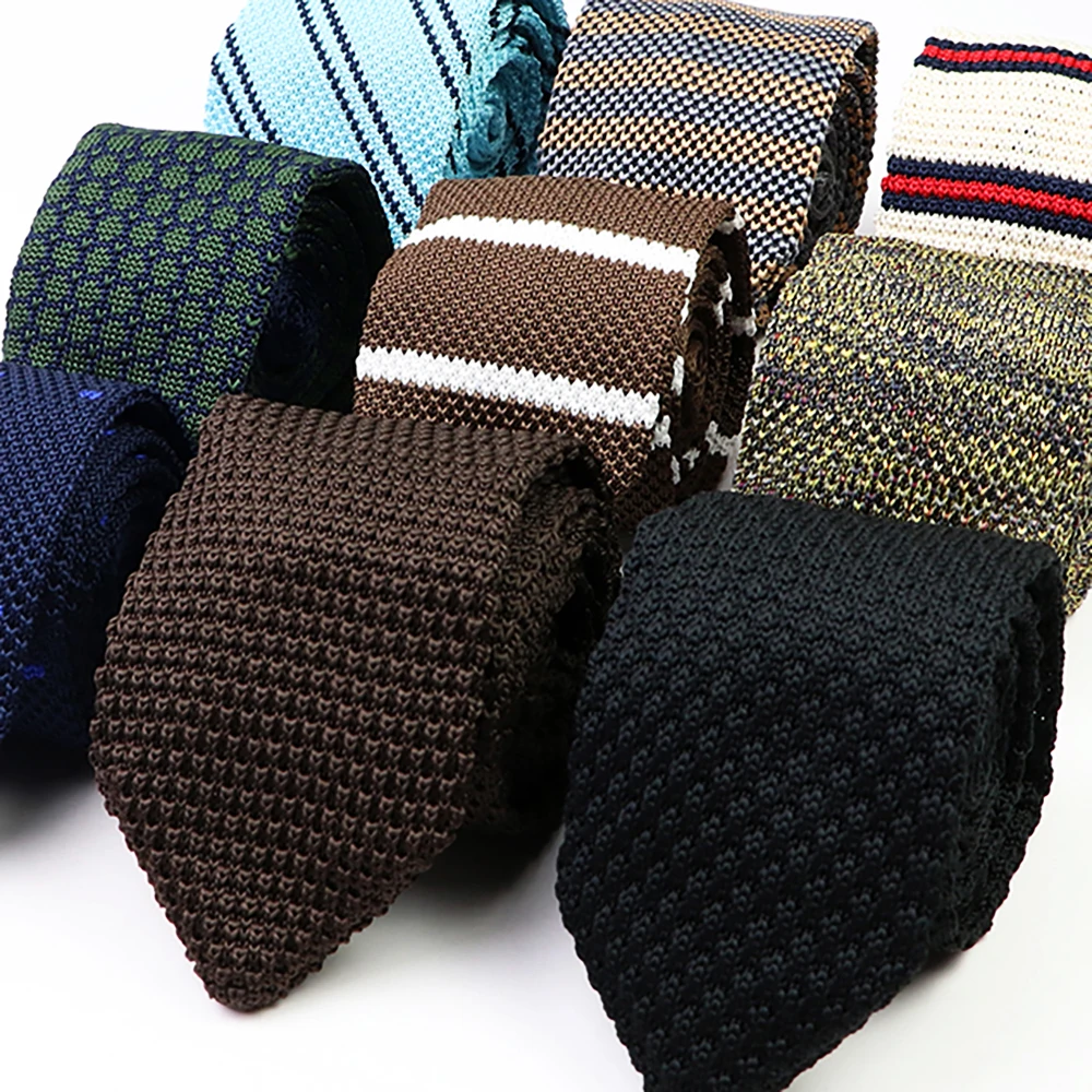 Classic Woven Neck Ties For Men Casual Suits Tie Gravatas Solid Color Warm Mens Neckties For Business Wedding 7cm Width Men Ties