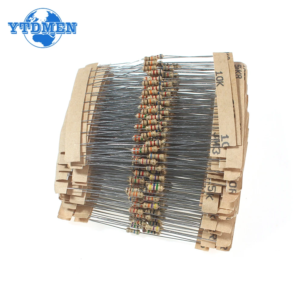 

560PCS 1/4W Resistors 56 Values Carbon Film Resistor Rang Assortment Kit Set Resistors Kit 5% Color Ring Resistance 1 ohm ~10M