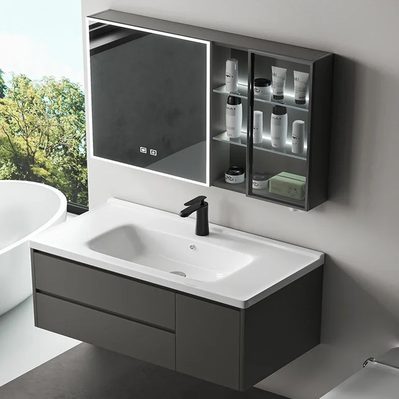 Drawer Cabinet Mirror Bathroom Kit Mirrors Storage Double Washbasin Wall Multifunction Meuble De Rangement Furniture Design