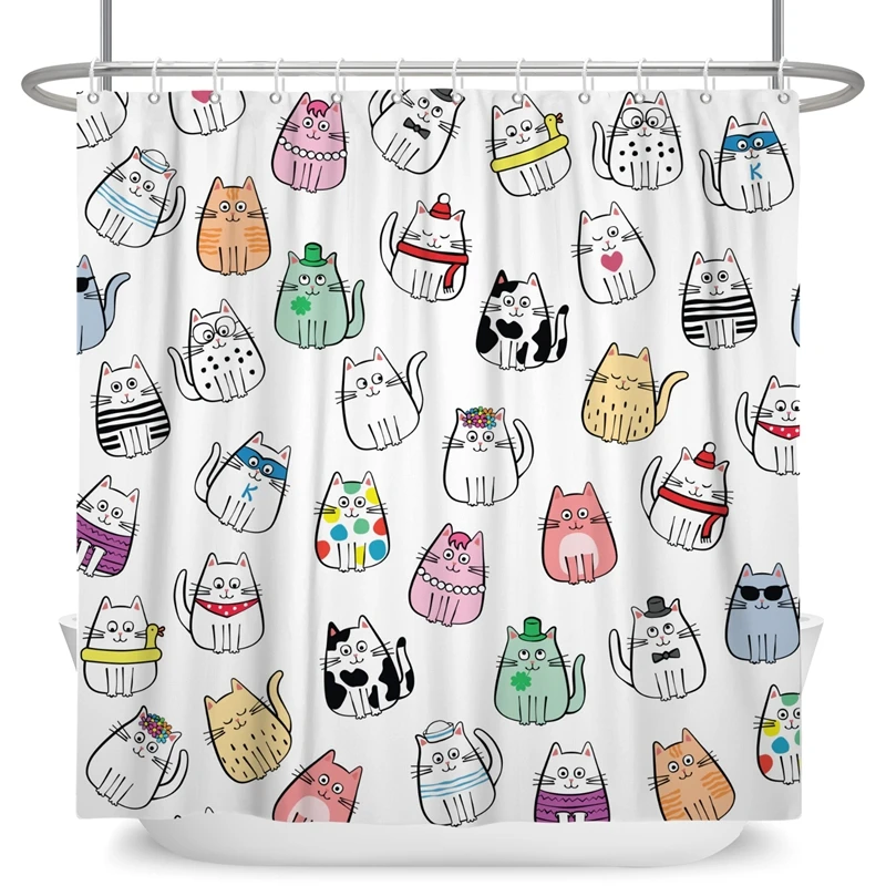 Cute Little Animal Shower Curtain Baby Room Decor Waterproof Kawaii Shower Curtain Bathtub Curtain Bathroom Textured With Hooks