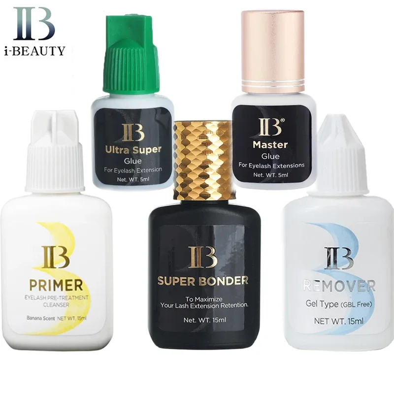 Removedor de Pegamento para Extensiones de Pestañas I Beauty Original, GBL Free Clear Primer, ib Eyelash Super Bonder, Kit de Herramientas de Maquillaje para Adhesivo de Pestañas