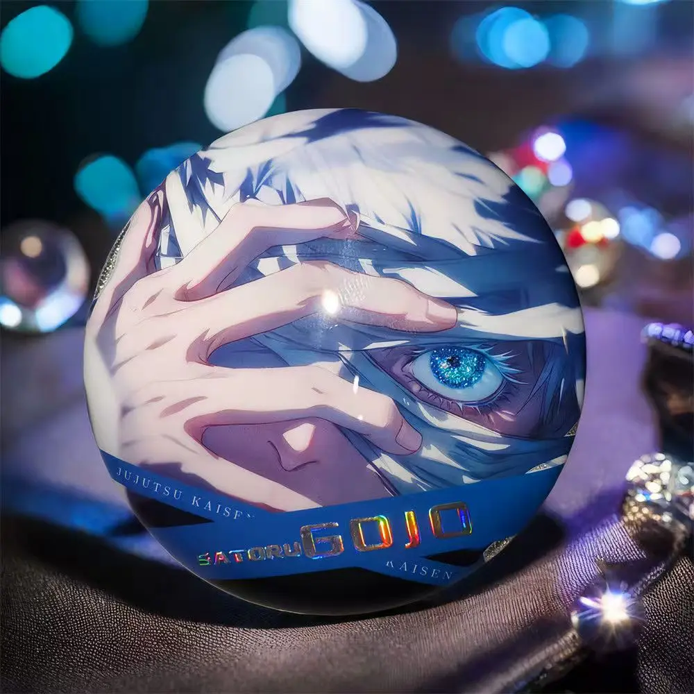 

58MM Anime Jujutsu Sea Battle Commemorative Round Double Flash Laser Badge Cartoon Role Playing Accessory Badge Tinplate Brooch