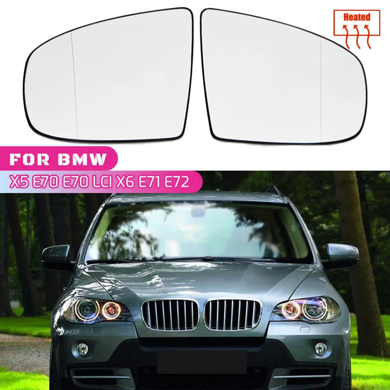 Rear View Mirror Side Mirror Glass Heated + Adjustment for BMW X5 E70 2007-2013 X6 E71 E72 2008-2014