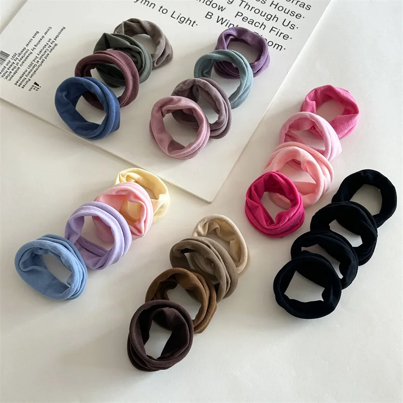 Wholesale 4 Pieces A Set Soft High Elastic Scrunchie Wide Edge Seam Free Hair Rope Simple Retro Ponytail Rubber Band