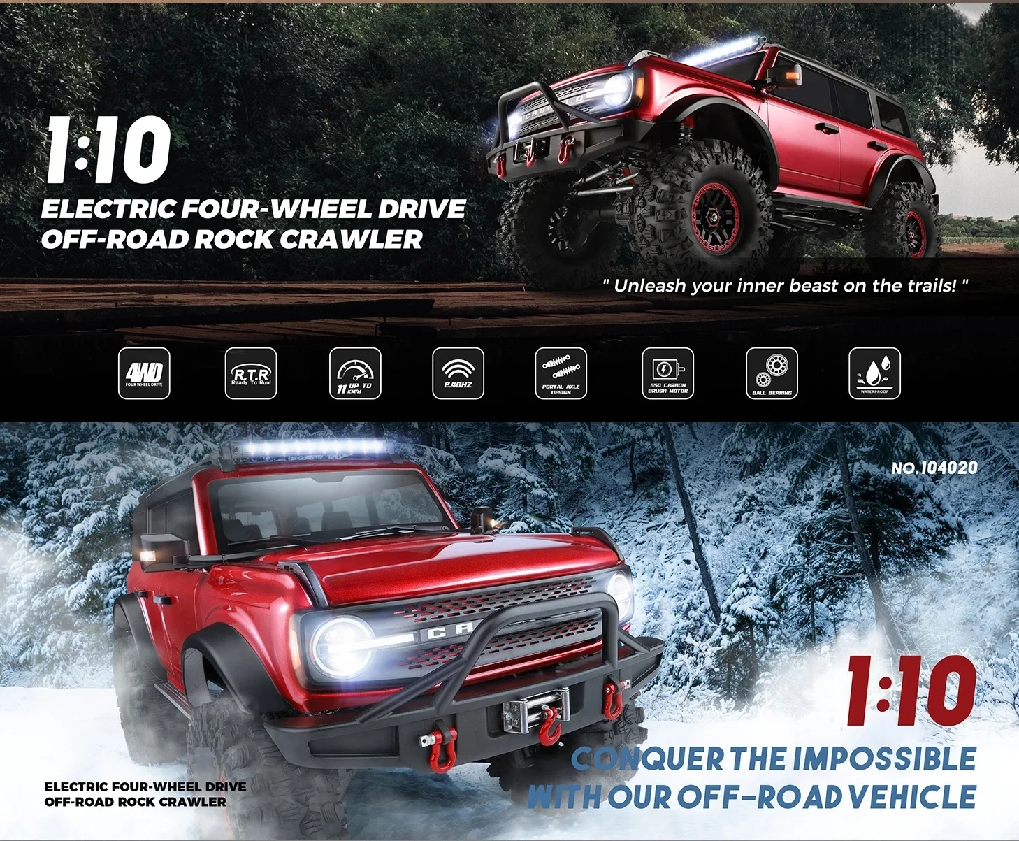 1:10 57CM Large RC Racing Car 4WD Electric OFF Load Climbing Car 2.4G 100M Independent 3CH Receiver RC Off-Road Vehicle Gift Toy
