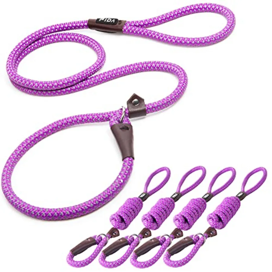 

Durable Slip Lead Dog Leash Bulk Pack of 5 Heavy Duty 1/2" x 6 Feet Comfortable Strong Rope Slip Lead for Large Medium Dogs No