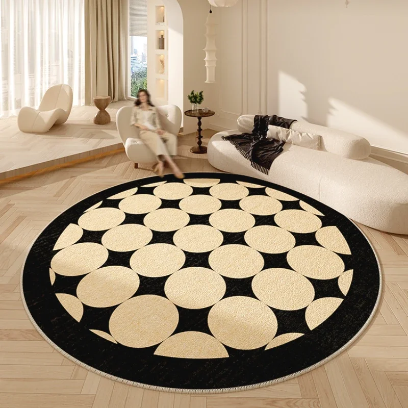 Large Area Rugs for Bedroom French Style Living Room Decoration Round Carpet Soft Fluffy Bedside Floor Mat Thick Plush Study Rug