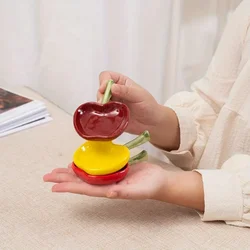 1PC Ins Style Cutlery Cute Ceramic Small Dish Chopsticks Holder  Dip Dish Condiment Dish Vinegar Dish Soy Sauce Dish Flavor Dish