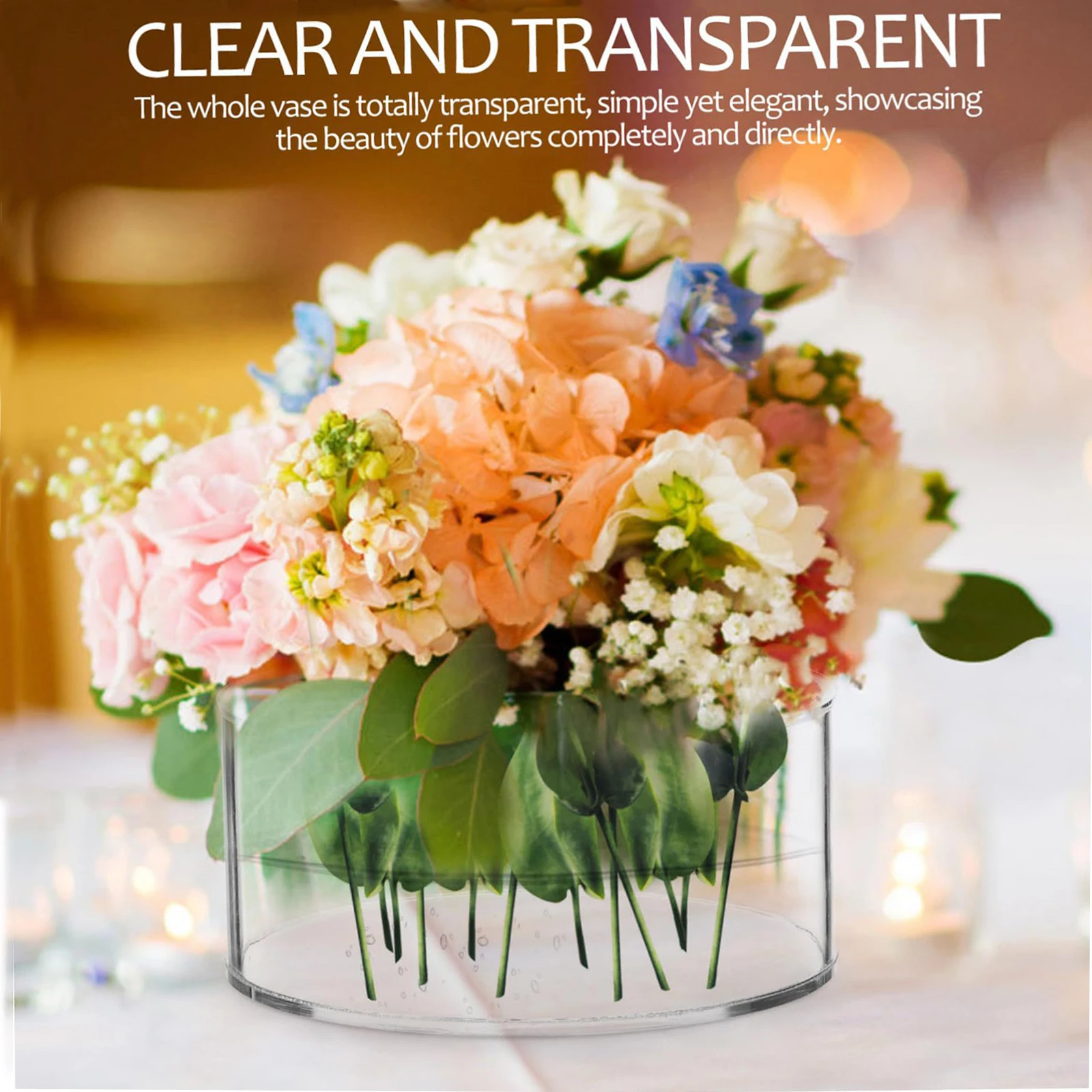 1pc Clear Round Acrylic Flower Vase 12 Holes Centerpiece Vases Multifunctional desktop decoration home decor for birthday party