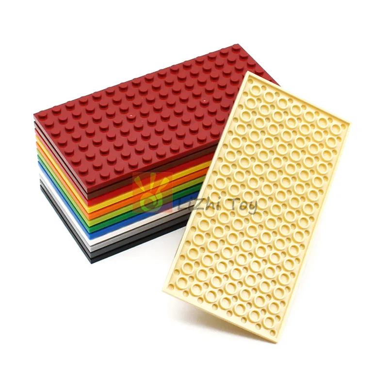 4pcs DIY Building Blocks Thin Plate Bricks 8x16 Dots 12 Color Educational Classic Size Compatible with 92438 Toys for Children