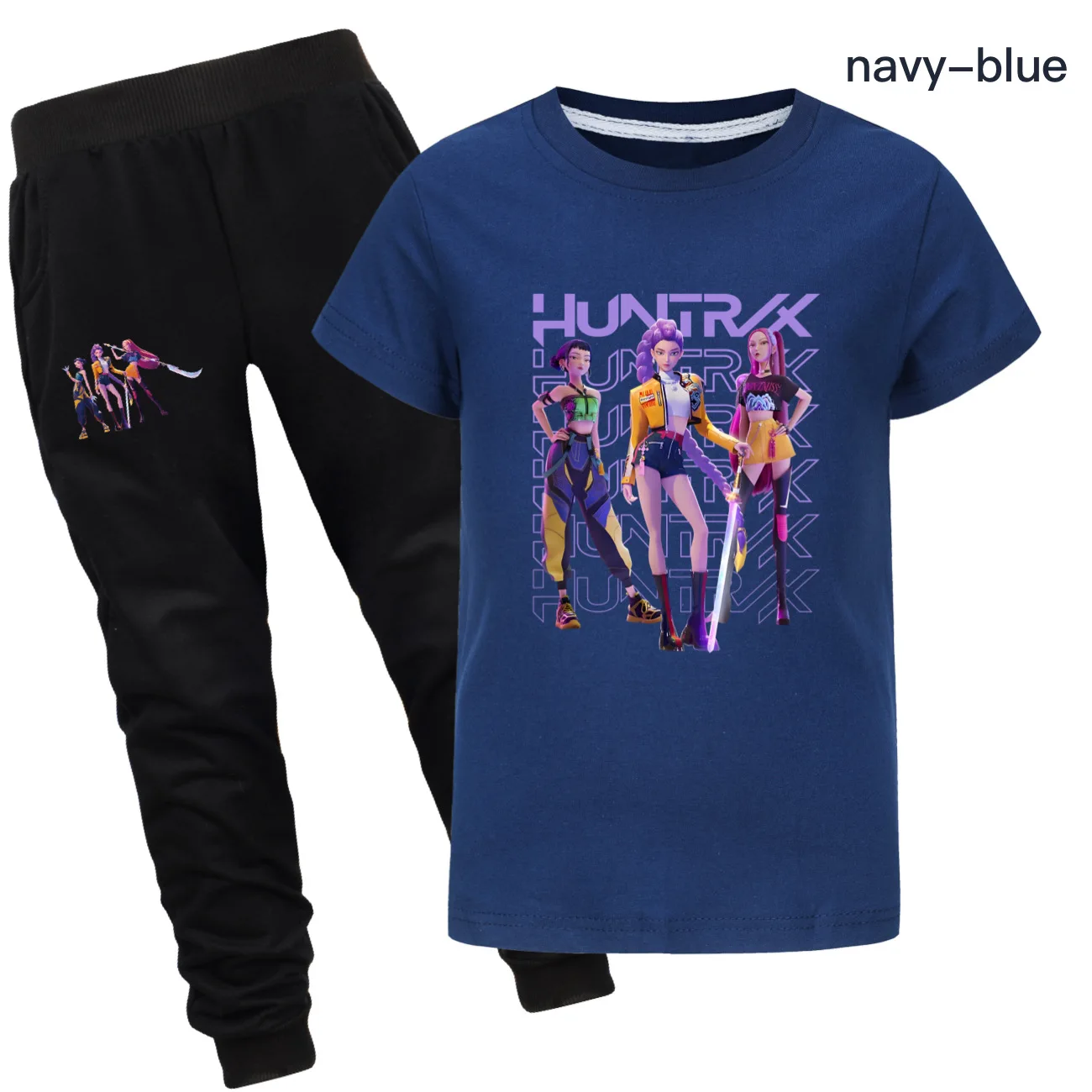 

KPop Demon Hunters Kids Girl Boys Short Sleeve T-Shirt And Pants Cartoon Boys Fashion 2 Set Outfit Unisex Clothing