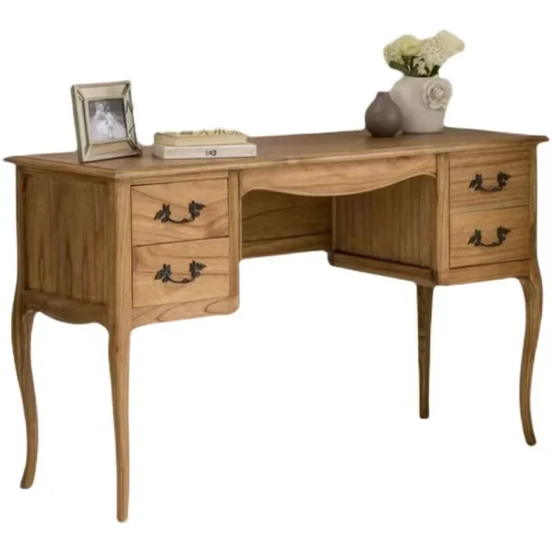 

American country solid wood retro old dresser French bedroom oak weathered gray makeup table