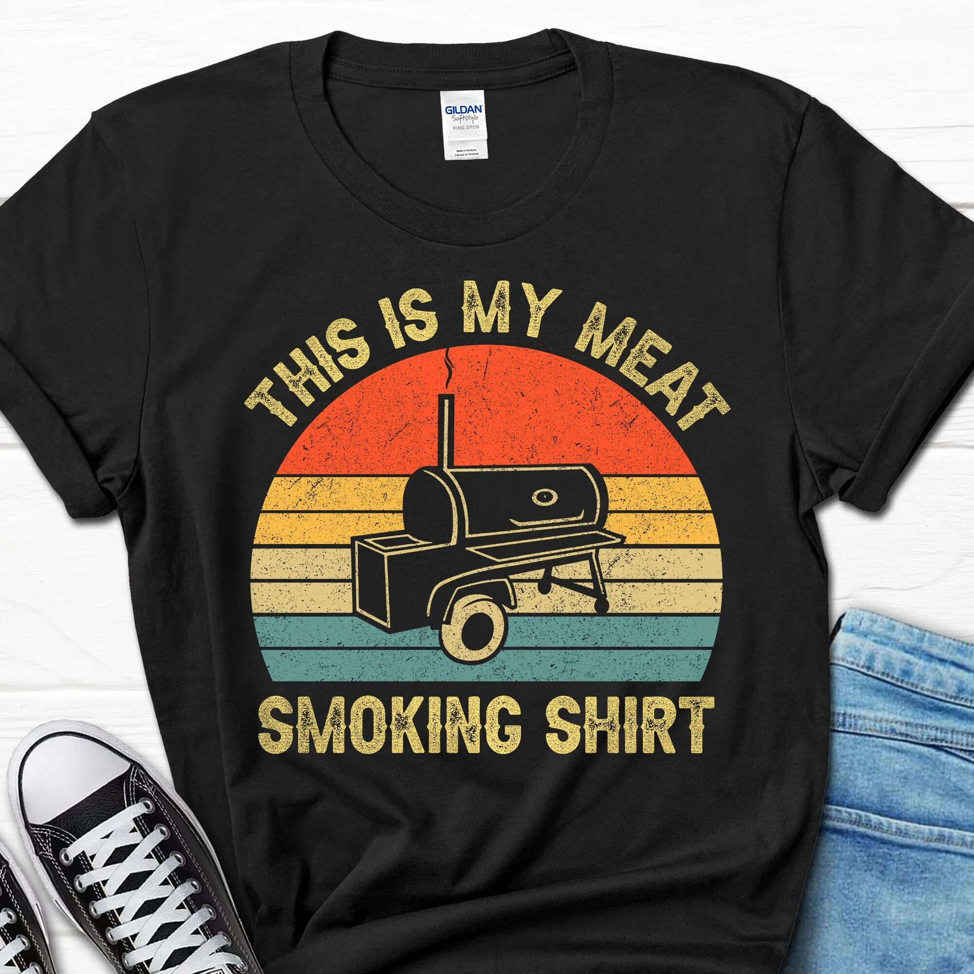 Meat Smoking T Shirt For Him Funny Grilling s From Wife Lover Men's Dad Smoker Men Husband