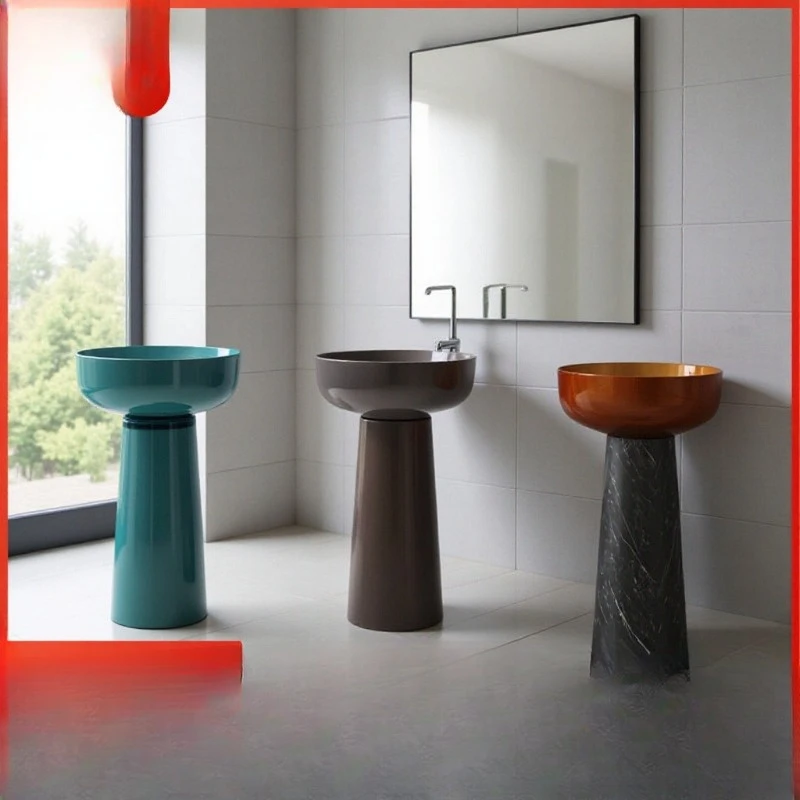Column basin Color transparent, artificial stone heat transfer wash basin