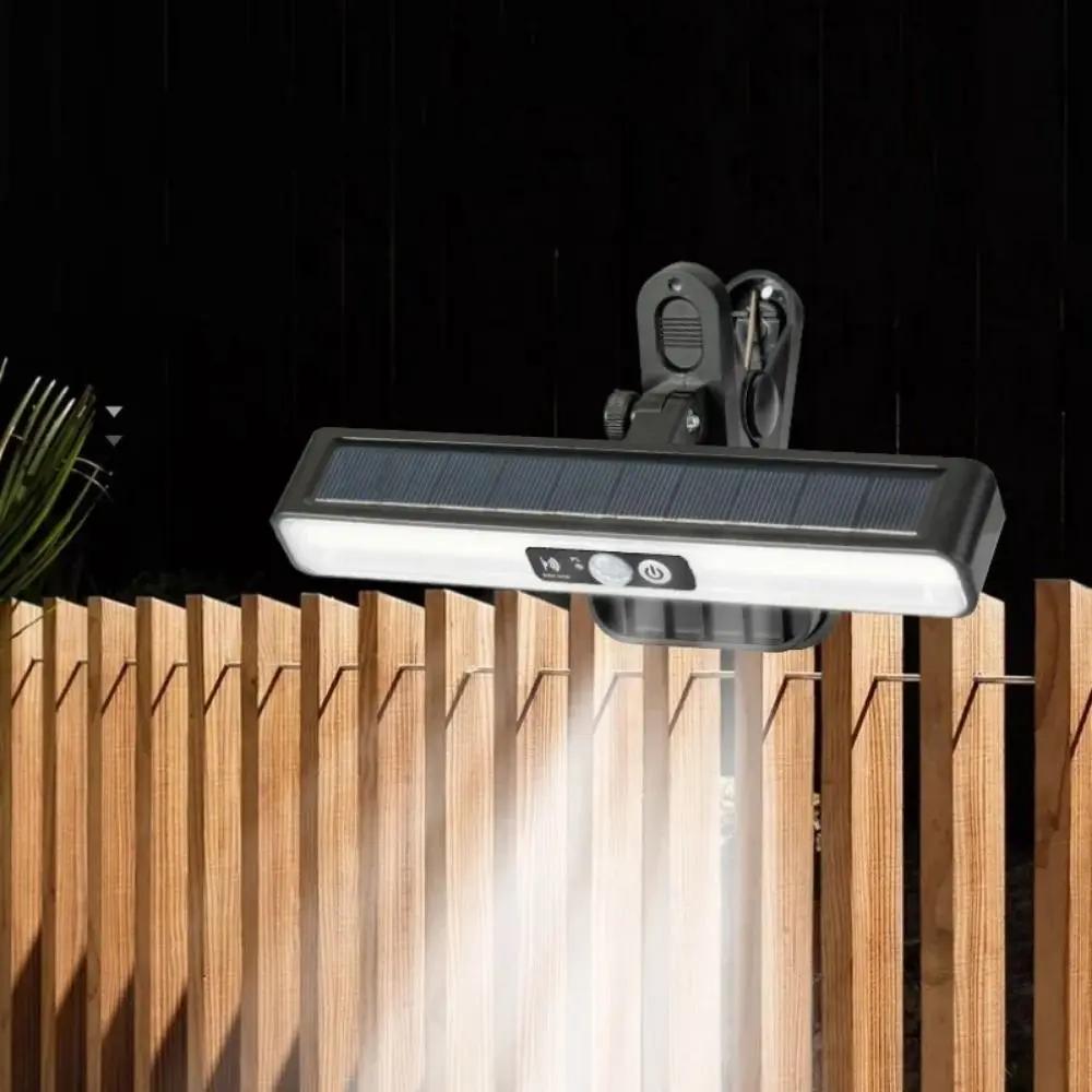 3 Light Modes Solar Clip Light Human Body Sensing Super Bright Outdoor Courtyard Lamp White Light/Warm Light Waterproof