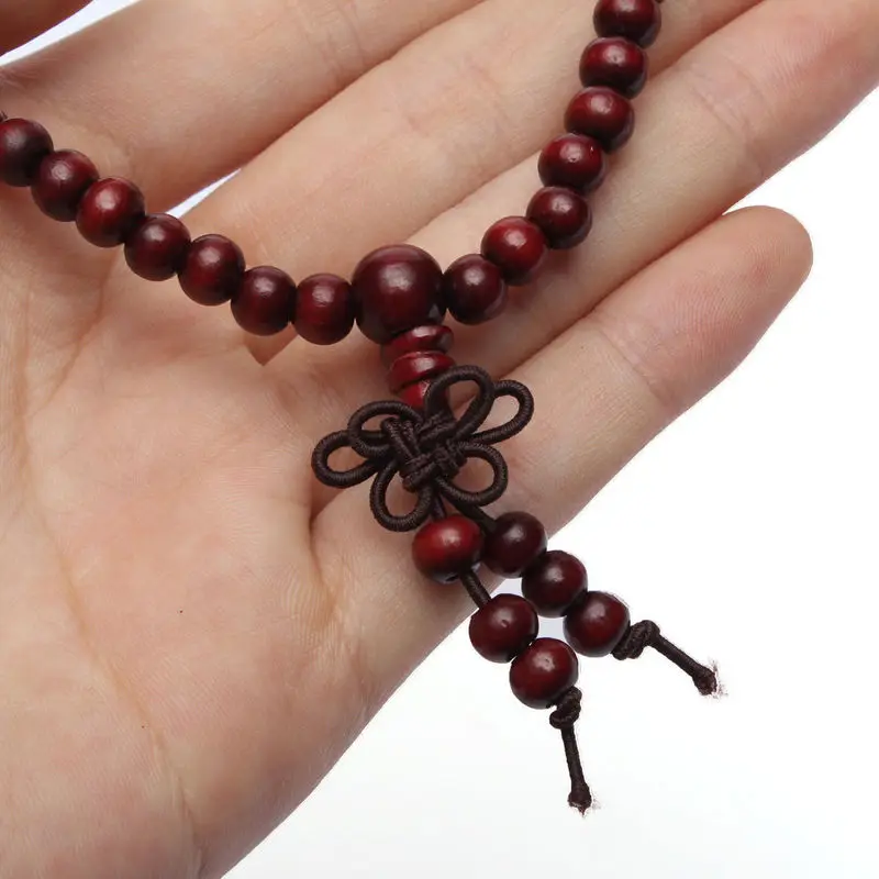 6mm Natural Sandalwood Buddhist Beads Bracelets 108 Beads Buddha Meditation Prayer Wood Beaded Bracelet layer Bangles Men Women