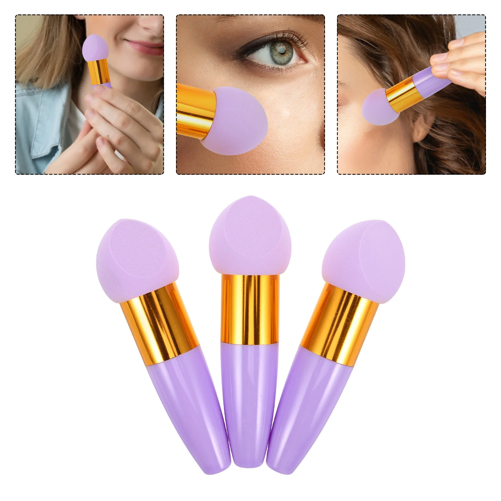 

3pcs Angled Stick Makeup Sponge Soft For Foundation Loose Powder Blending Portable Tool Puff Wedge Face